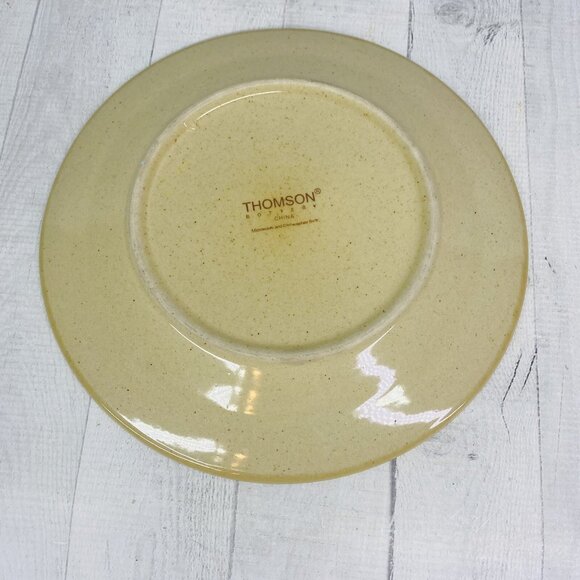 Thomson Pottery Green Swirl Speckle Brown Stoneware Dinner Plate Set of 4 - Picture 3 of 15